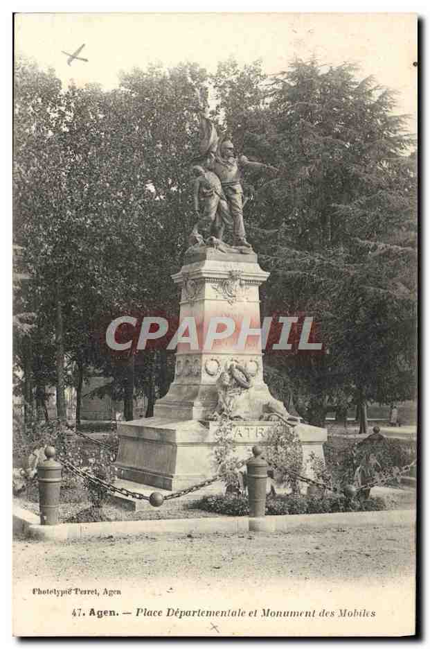 Agen — Place Départementale et Monument des Mobiles — Phototypie Perret, Agen