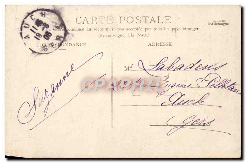 Vierge du Bédat — Bagnères-de-Bigorre — éditeur J. D. n° 10814 — Verso