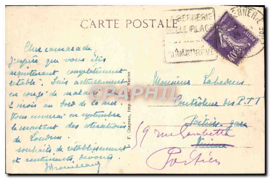 CPA La Bernerie Le Rocher de Crevecoeur — Verso
