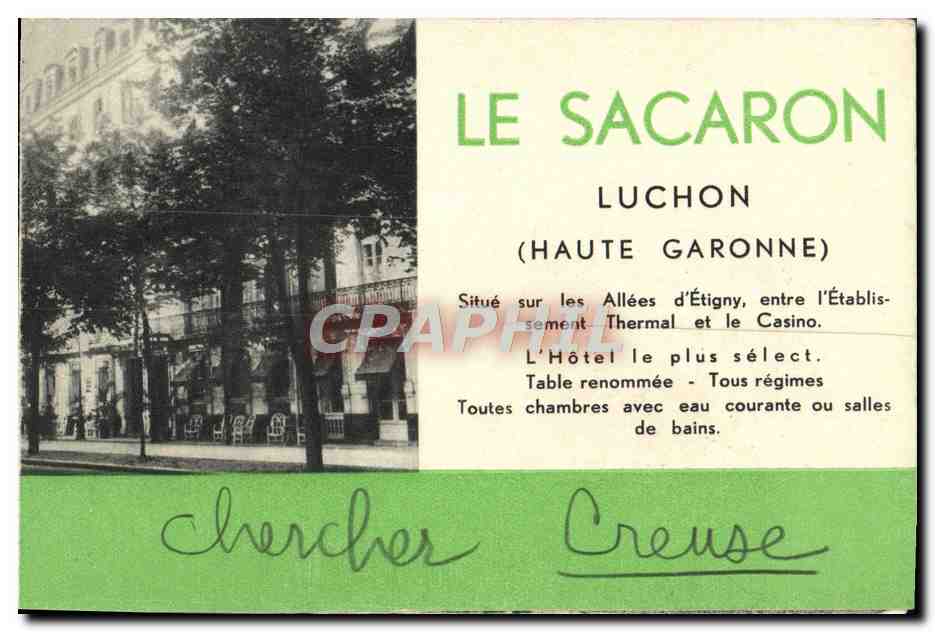 Carte depliante Luchon Le Sacaron Allees d'Etigny entre l'etablissement thermal et le casino  — Rückseite