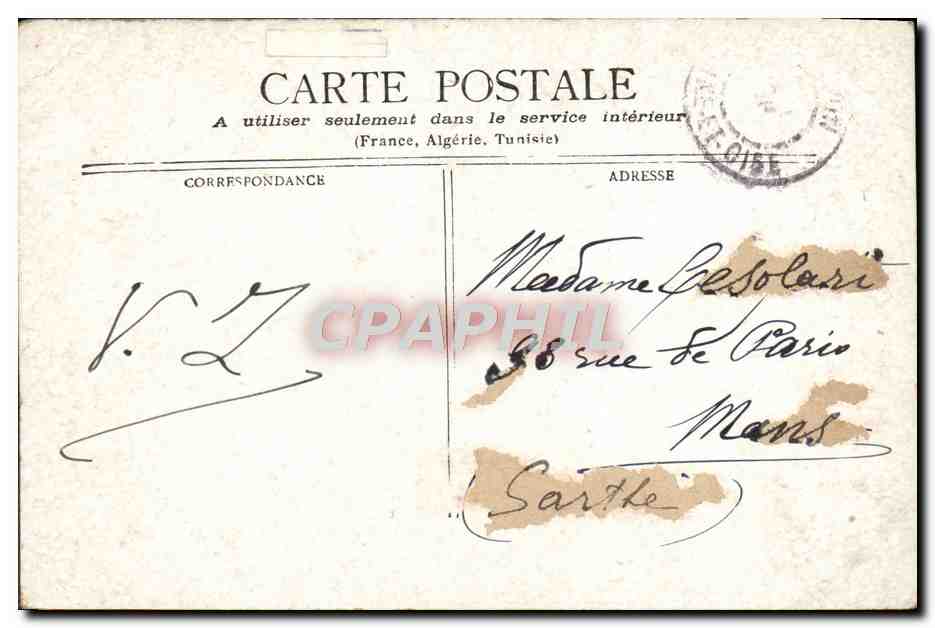 CPA Lyon Monument De Carnot Cachet Levee de nuit Paris  — Verso