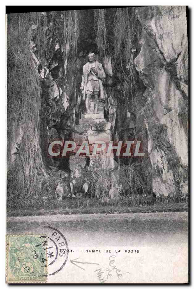 CPA Lyon Homme De La Roche Cachet Levee de nuit Paris 