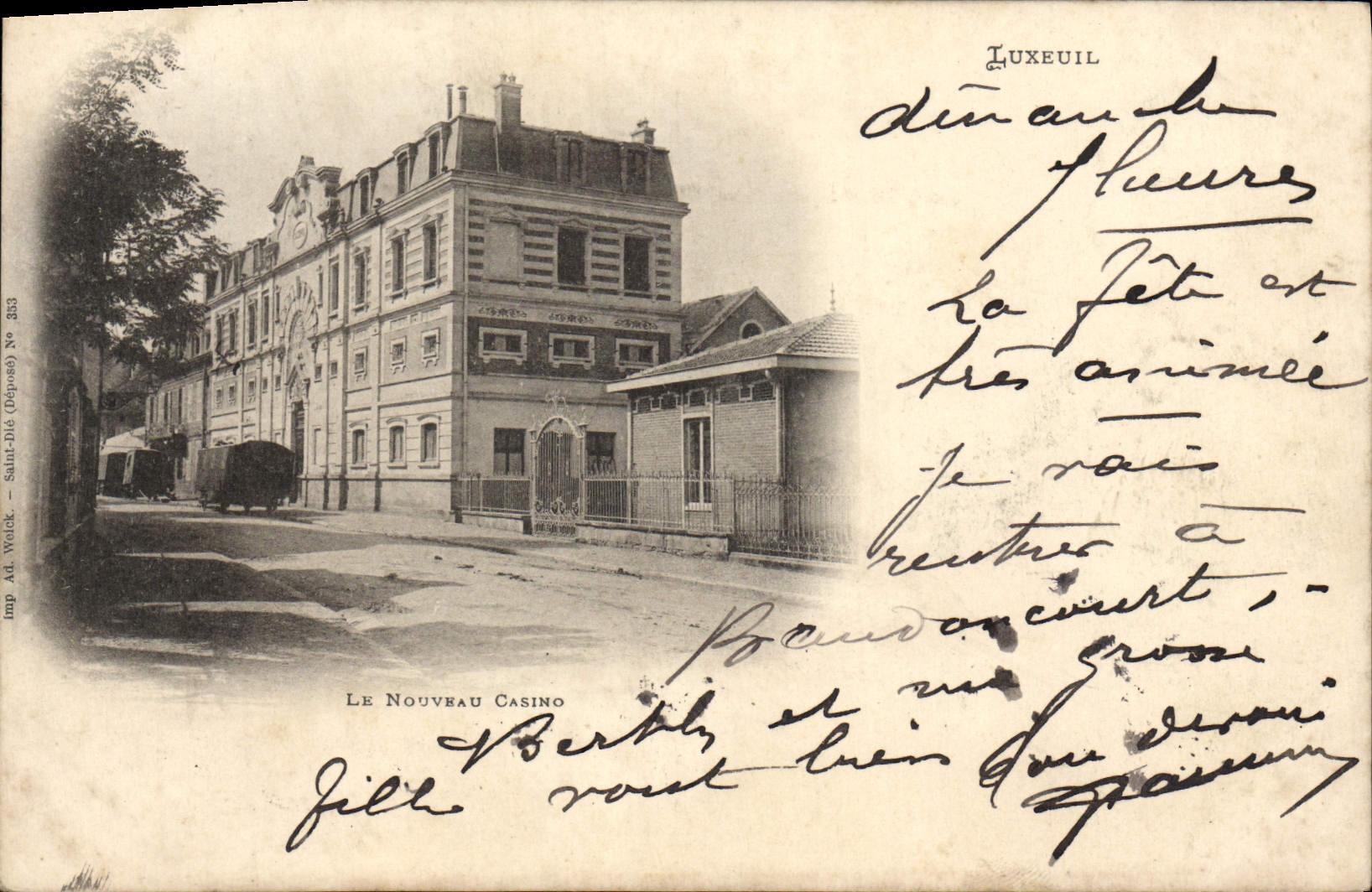 LUXEUIL — Le Nouveau Casino — Imp. Ad. Wock (Déposé) N° 253