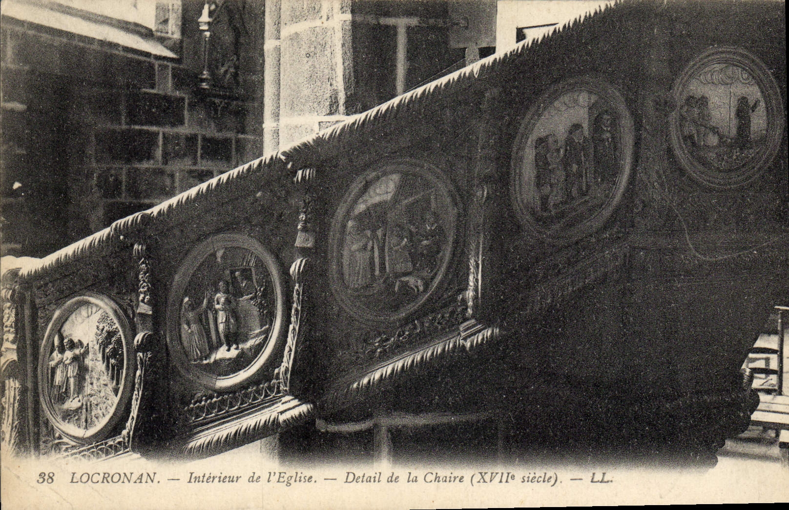 CPA Locronan Interieur de L'Eglise Detail de la Chaire