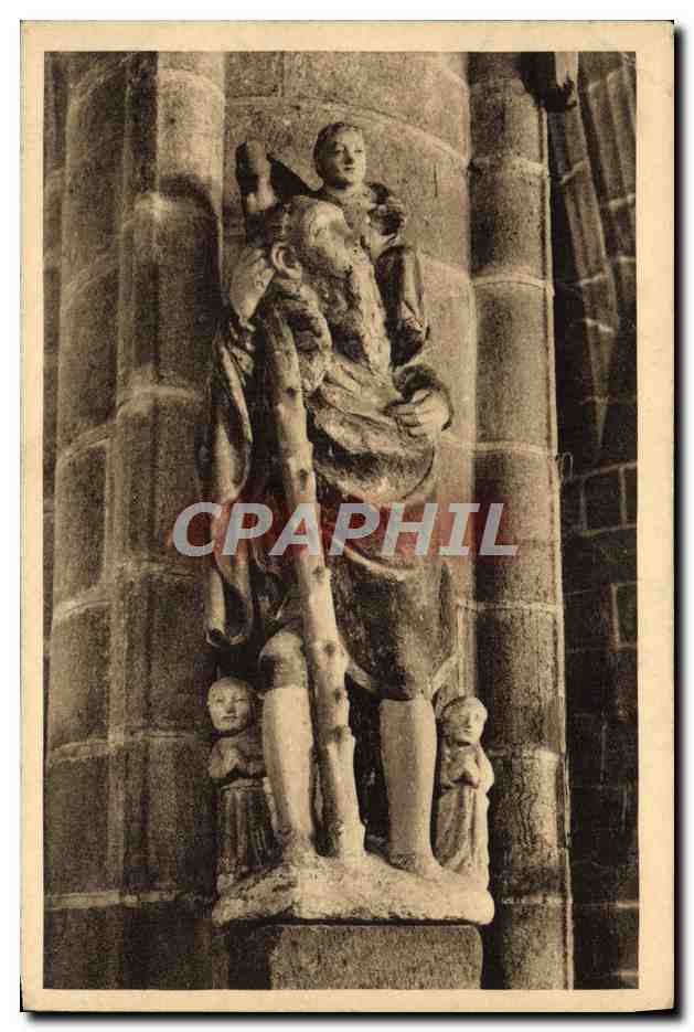 CPA Locronan interieur de l'eglise Statue de Saint Christophe 