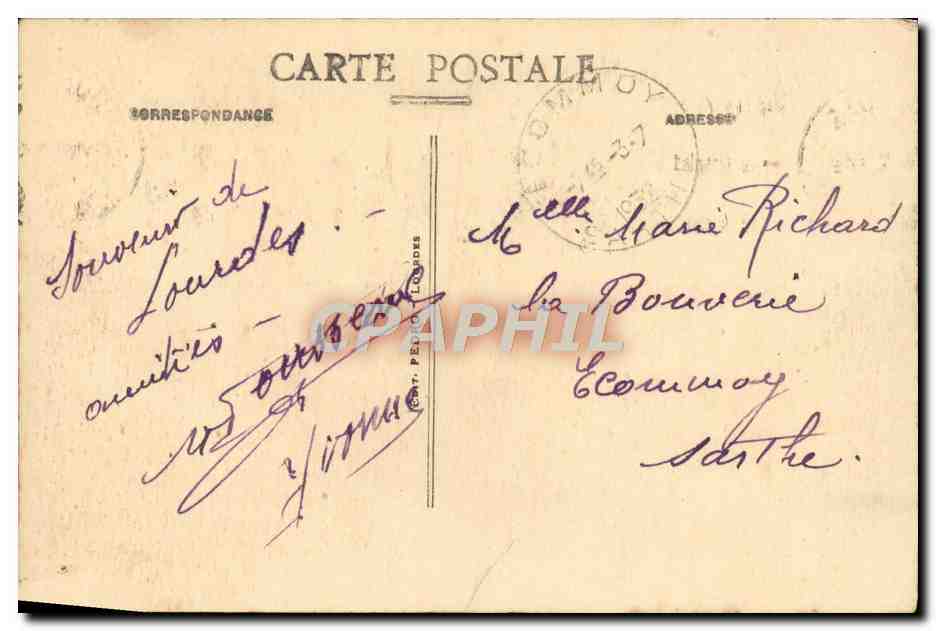 CPA Lourdes La Gare en Haut du Pic du Jer — Back