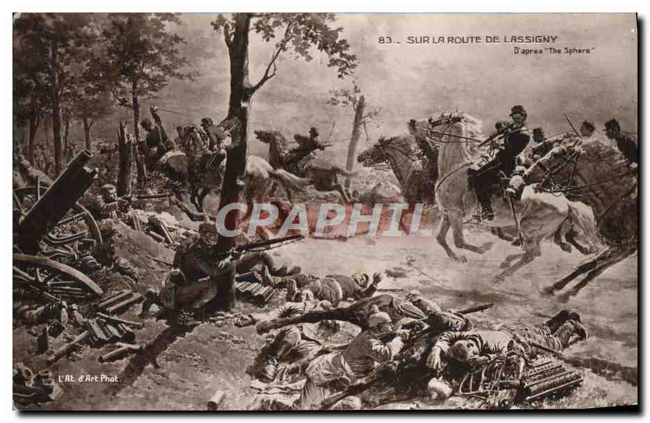 CPA Sur La Route De Lassigny d'apres The Sphere Militaria 