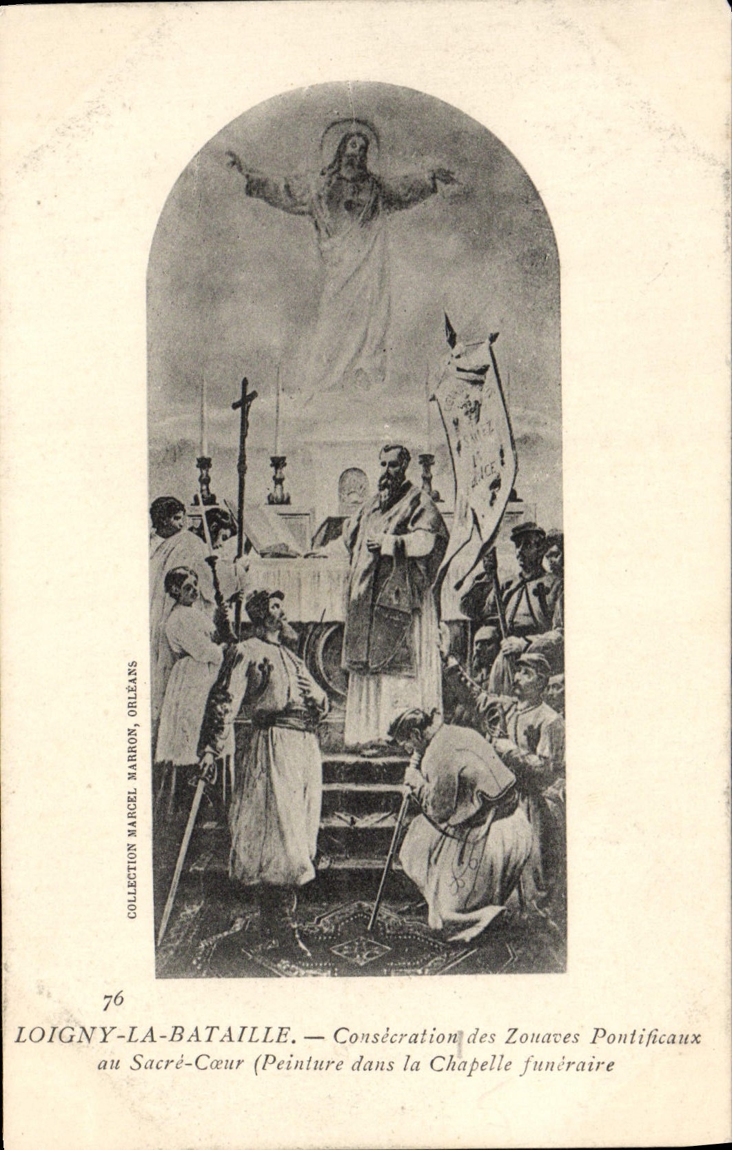 Loigny-la-Bataille — Consécration des Zouaves Pontificaux au Sacré-Cœur (Peinture dans la Chapelle funéraire) — Collection Marcel Marron, Orléans