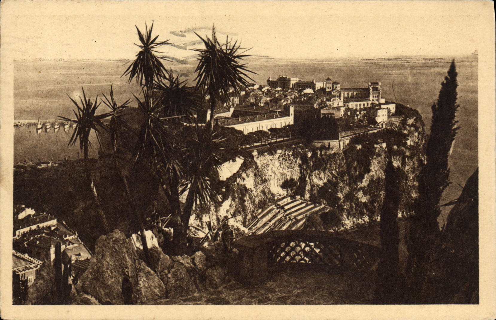 CPA Le roche de Monaco des Jardins exotiques