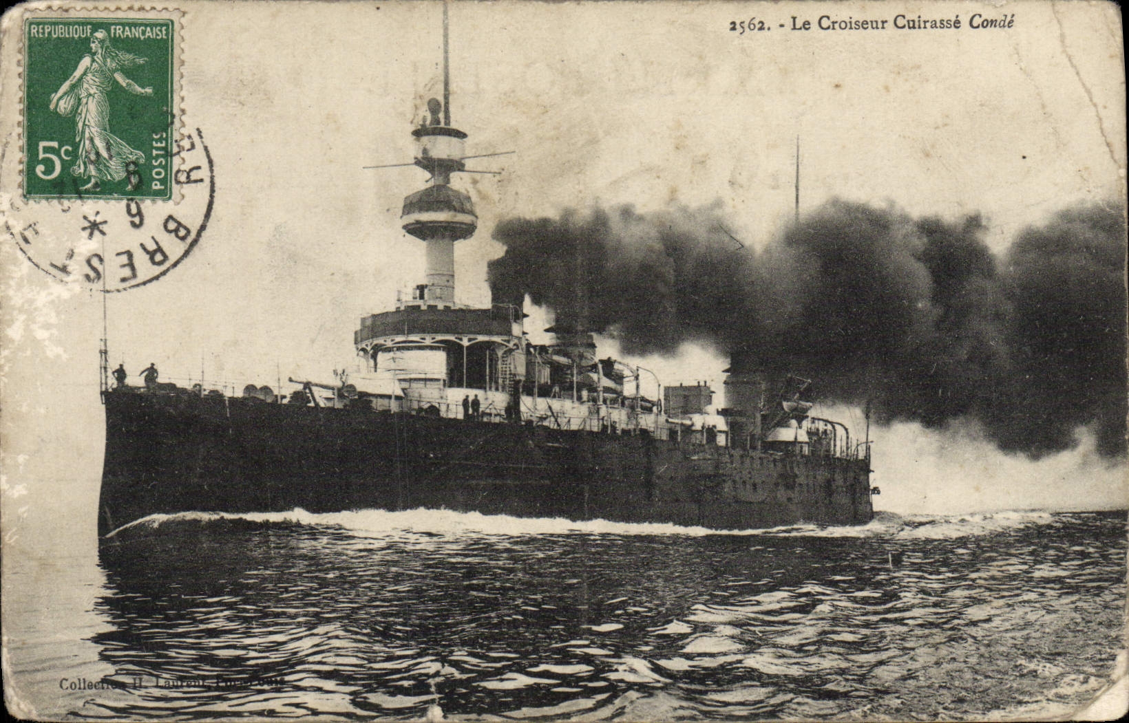 CPA Le croiseur Cuirasse Conde Bateau de guerre