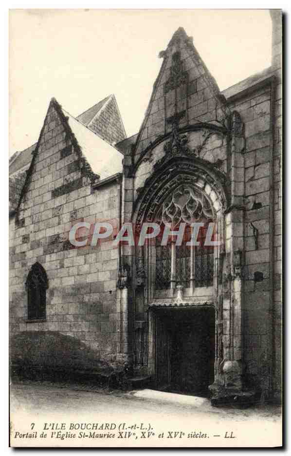 CPA L'Ile Bouchard Portail de l'eglise St Maurice
