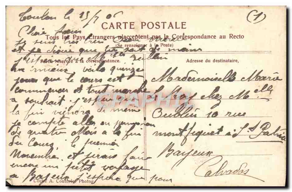 CPA Toulon L'Escadre Francaise  — Verso