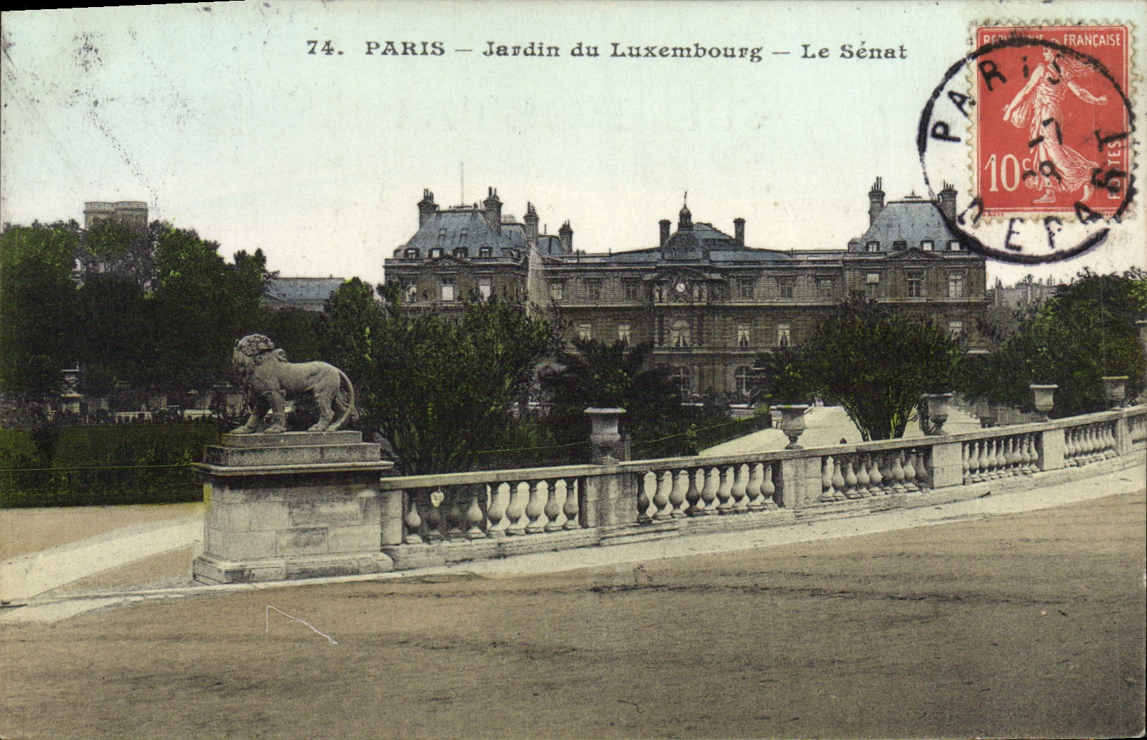 CPA Paris Jardins Du Luxembourg Le Senat Lion