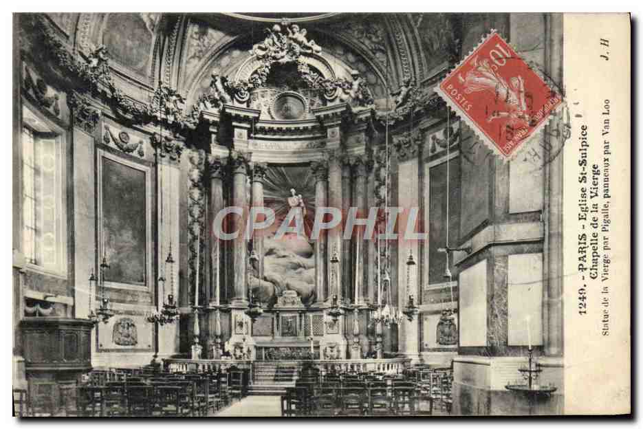 CPA Paris L'Eglise Saint Sulpice Chapelle de la Vierge Statue de la Vierge par Pigalle