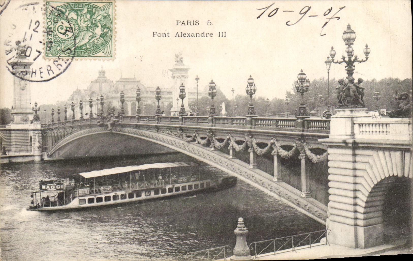 CPA Paris Pont Alexandre III Bateau Peniche 