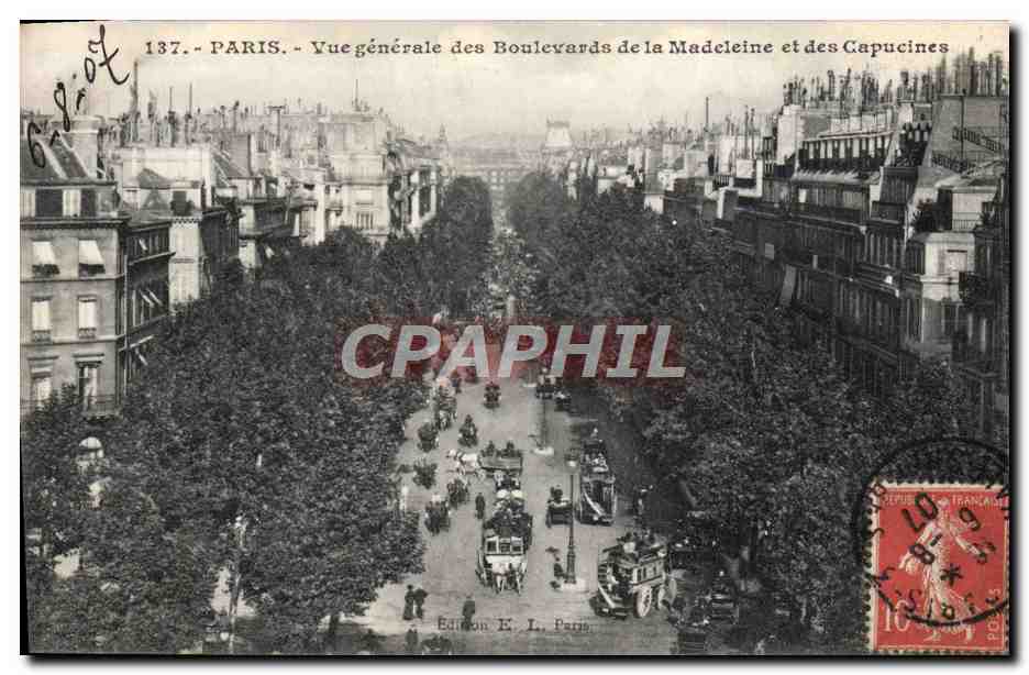 CPA Paris Vue Generale des Boulevards de la Madeleine et des Capucines