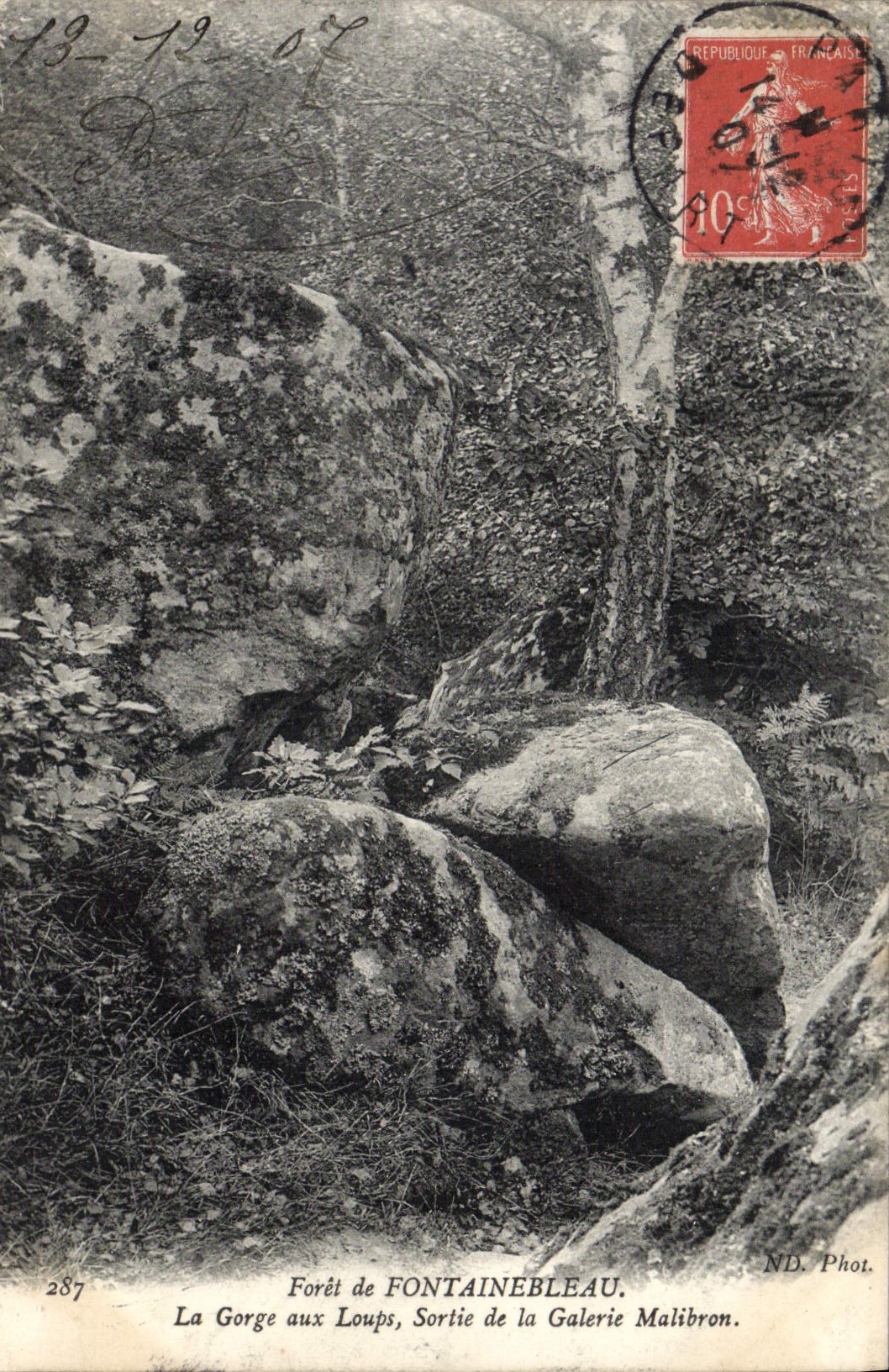 La Gorge aux Loups, Salida de la Galería Malibrion — Bosque de Fontainebleau — ND. Fot. n°287