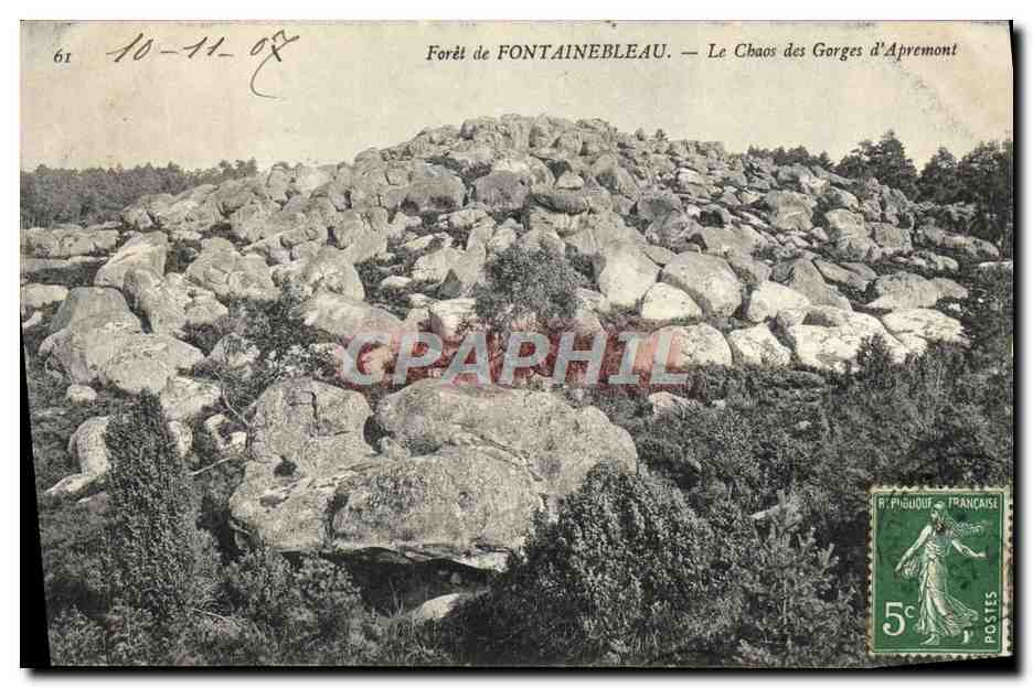 Bosque de FONTAINEBLEAU — El Caos de las Gargantas de Apresmont — R. PIGUOUD, FRANCESA