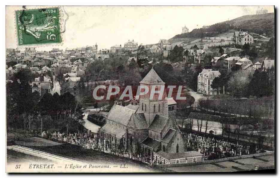 CPA Etretat L'Eglise et Panorama