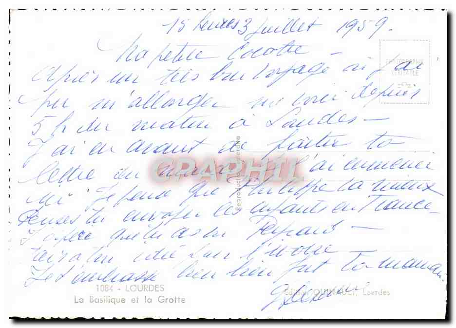 CPM Lourdes La Basilique et la Grotte — Verso