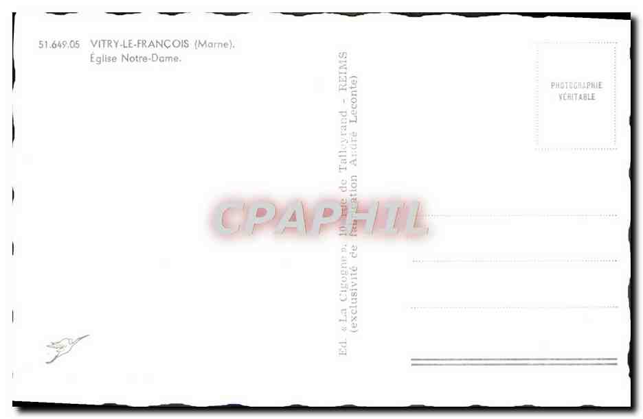 CPM Vitry Le Francois Eglise Notre Dame — Verso