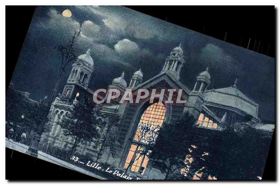 CPA Lille Le palais Rameau La nuit 