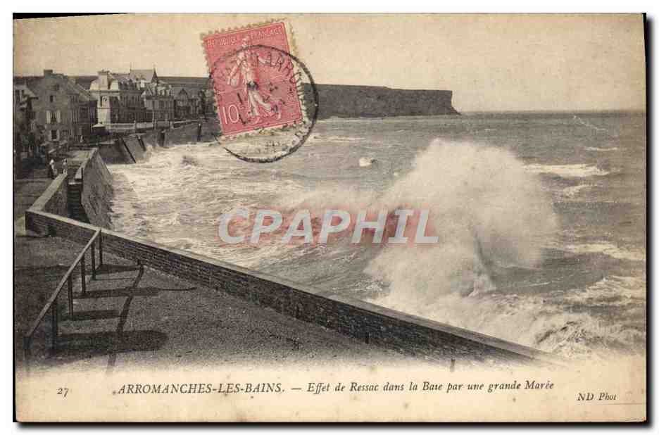 CPA Arromanches Les Bains effet de Ressac Dans la baie par une grande maree