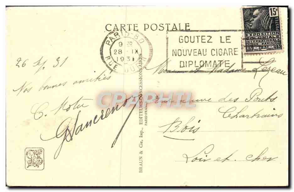 CPA Exposition Coloniale Internationale Paris 1931 Pavillon du Congo Belge — Rückseite