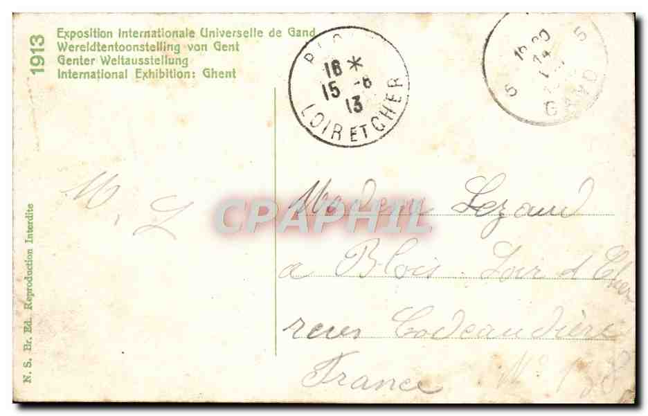 CPA Gand 1913 Le Cheval Bayard et les 4 fils Aimond  — Rückseite