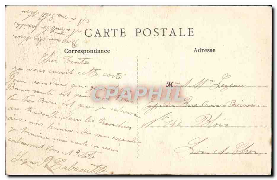 CPA Arras La Grande Guerre L'Hotel de Ville Militaria — Verso