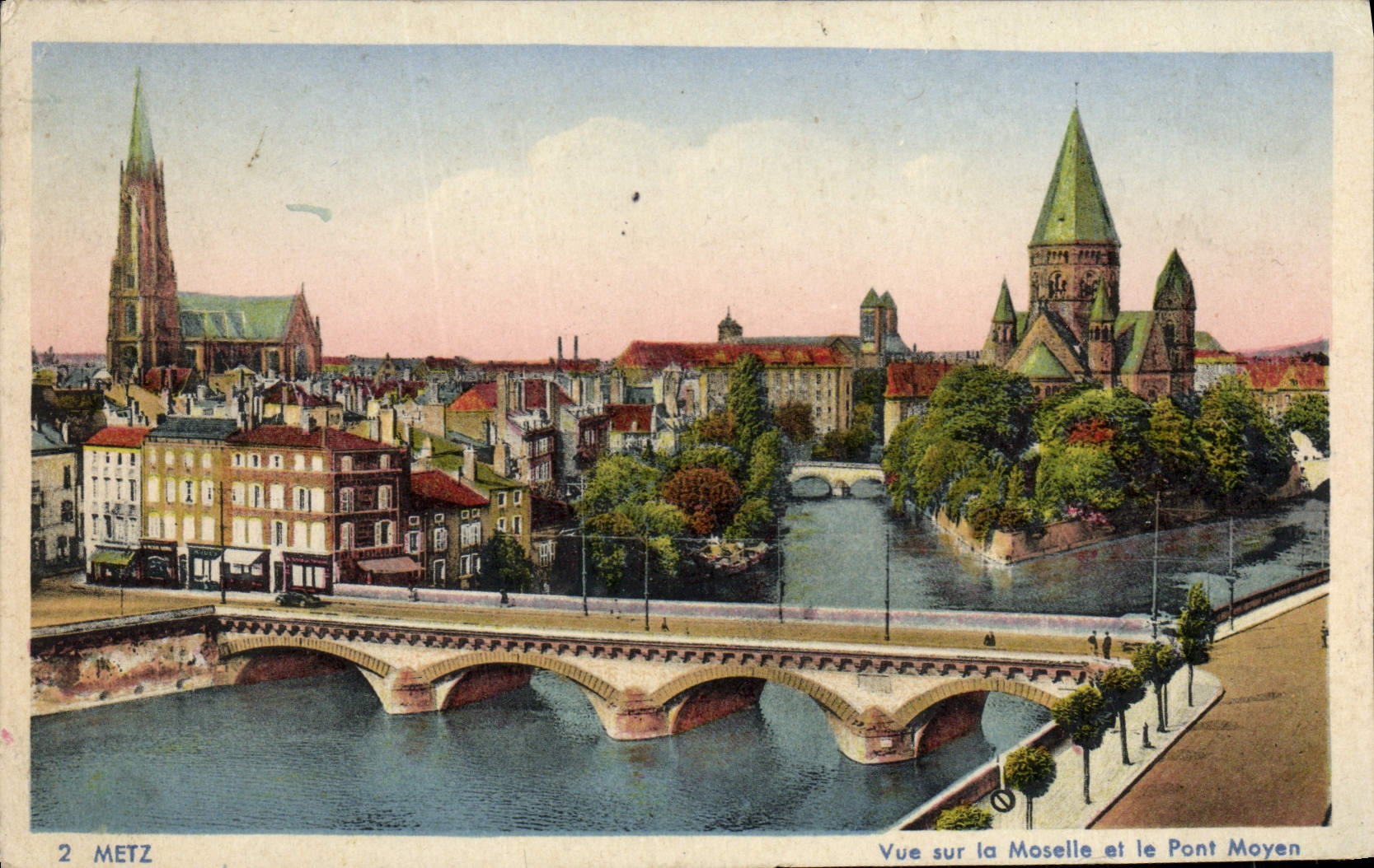 Metz — Vue sur la Moselle et le Pont Moyen — Éditeur non identifié, n° de série 2