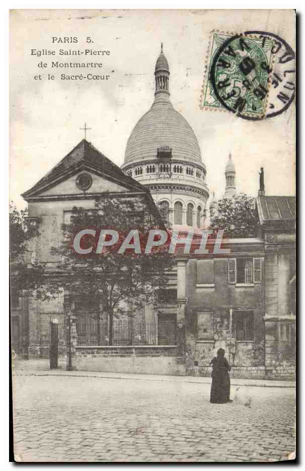 CPA Paris Eglise Saint Pierre de Montmartre et le Sacre Coeur 