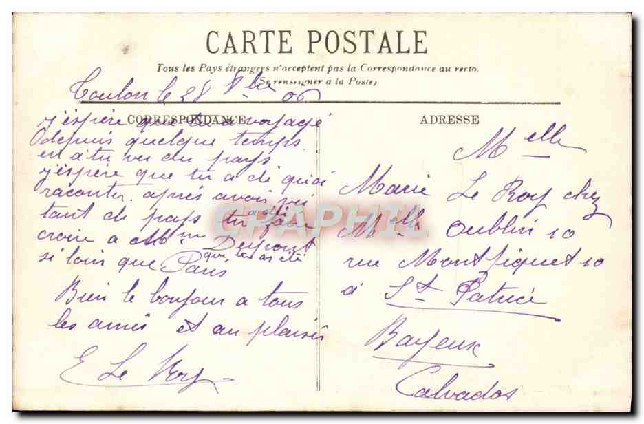CPA Le Charlemagne Cuirasse d'Escadre faisant son tir des pieces de 305 mm Bateau Guerre — Verso