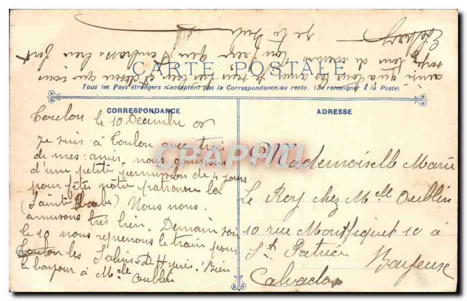 CPA Algesiras Vaisseau Ecole des mecaniciens torpilleurs  — Verso