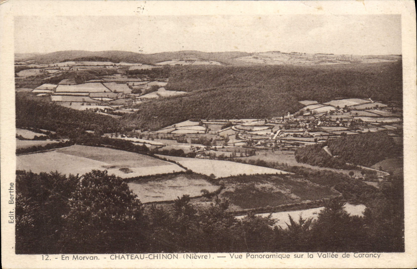 Castillo-Chinon (Nièvre) — Vista panorámica sobre la Vallee de Corancy — Edit. Berthe, n°12