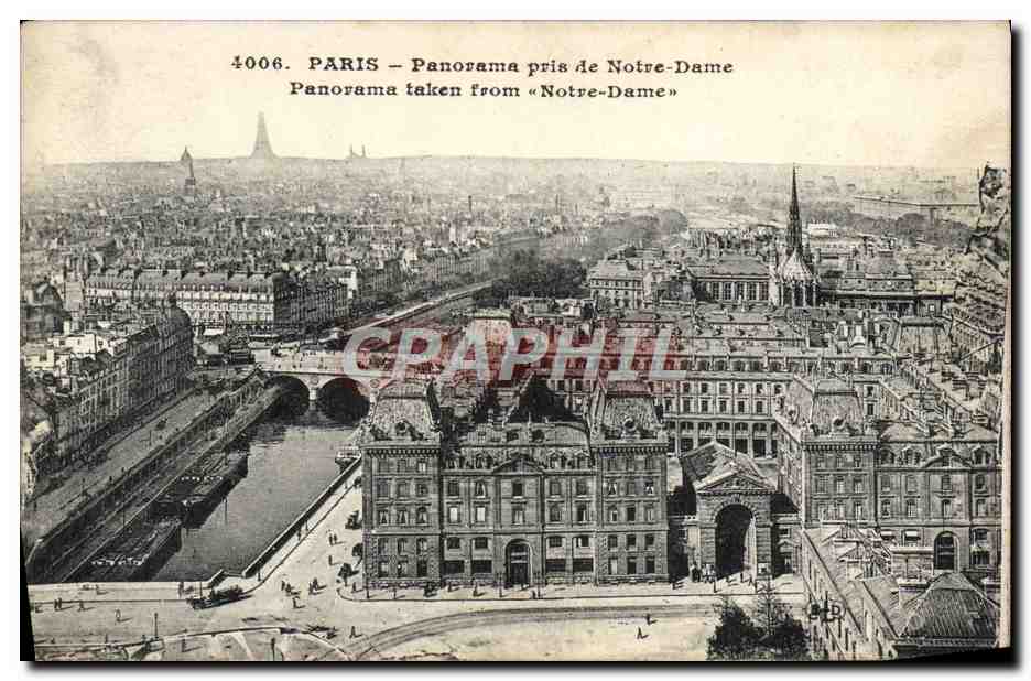 PARIS – Panorama pris de Notre-Dame — série 4006, éditeur MP. LE DELET, PARIS