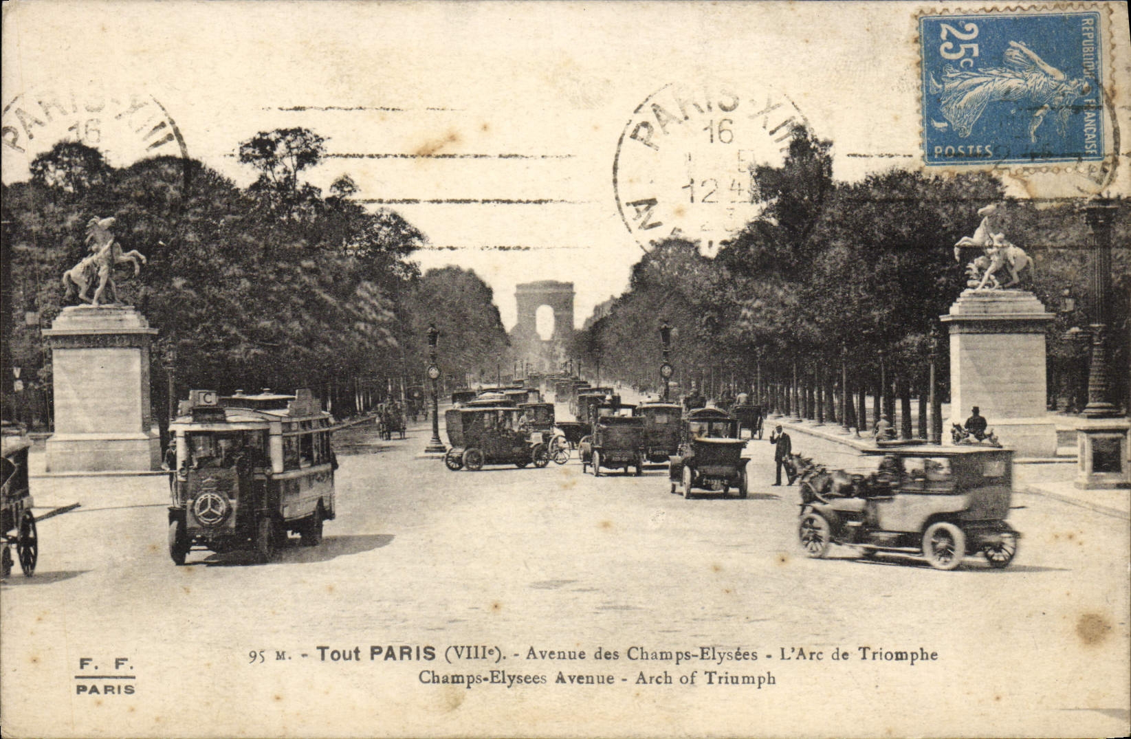 CPA Tout Paris Avenue des Champs Elysees L'Arc de Triomphe 