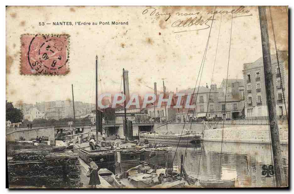 CPA Nantes l'Erdre au Pont Morand Bateau