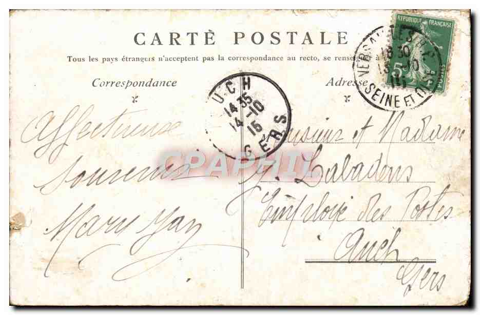 CPA Versailles Le Bassin de Latone — Verso