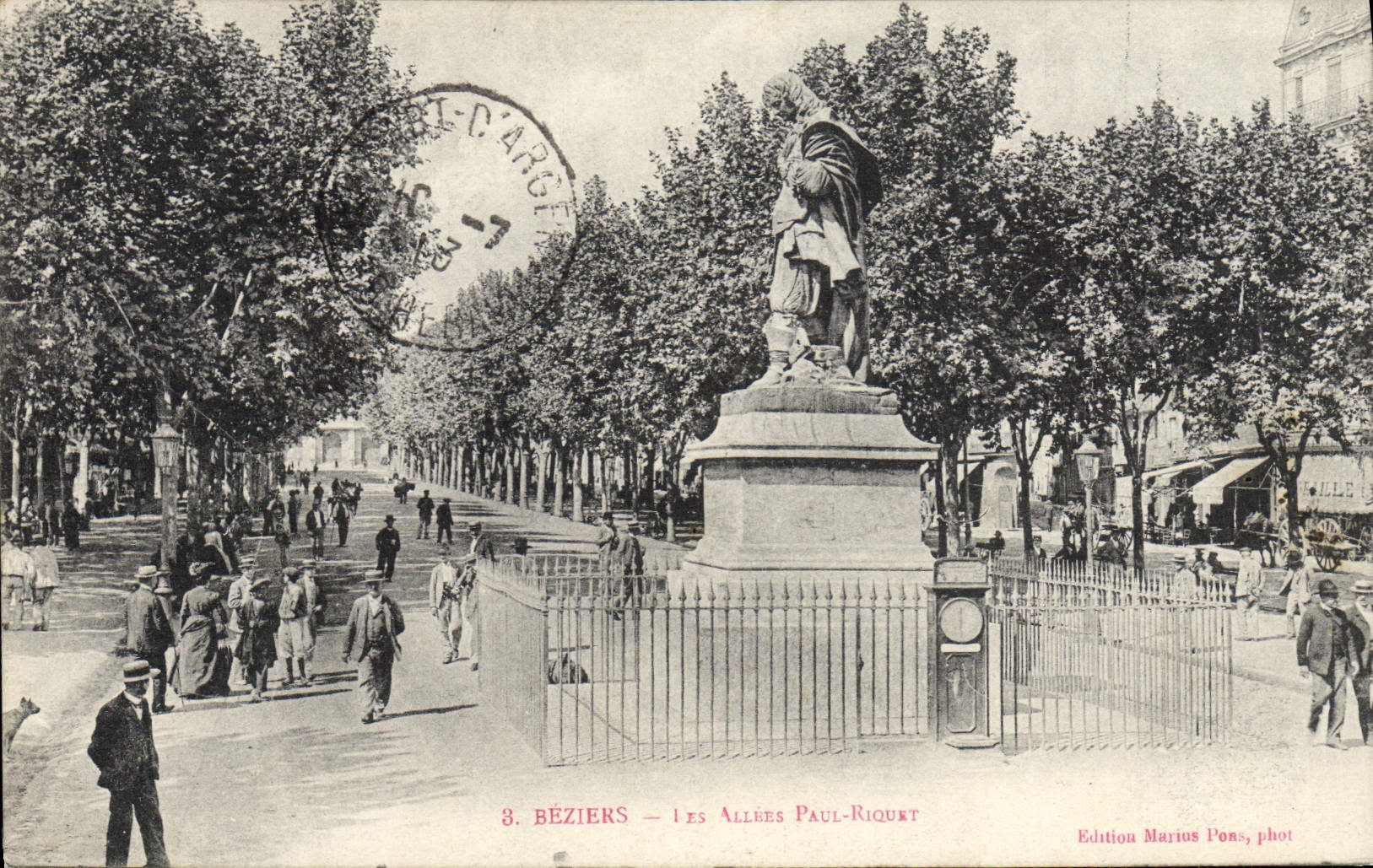 CPA Beziers Les Alles Paul Riquet 