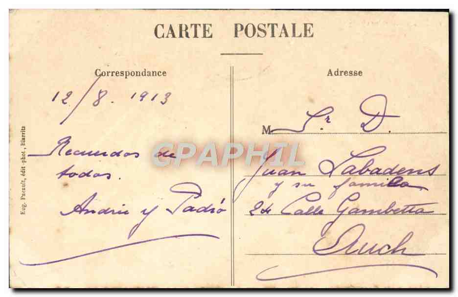 CPA Le Phare de Biarritz Les Mouettes Phare — Verso