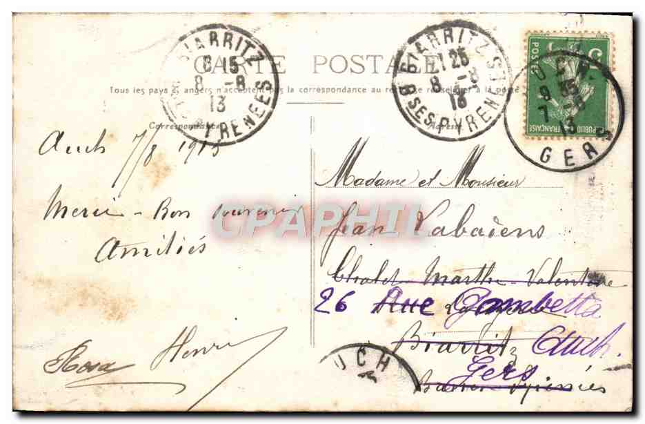 CPA Auch Quartier de Cavalerie 9eme Chasseurs Militaria — Rückseite