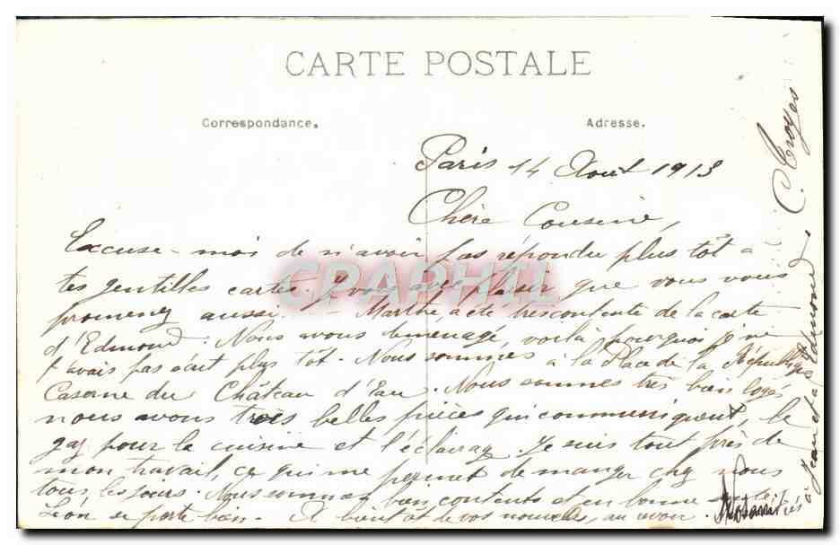 CPA Vichy Cascade de l'Ardoisiere — Verso