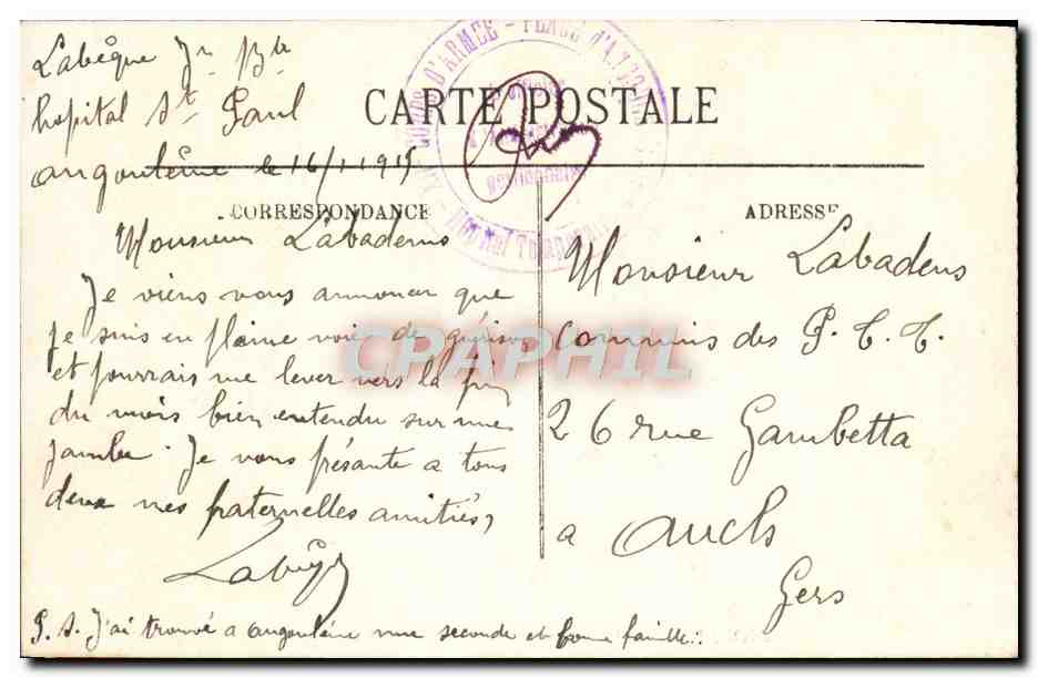 CPA Environs D'Angouleme La Couronne L'abbaye  — Rückseite