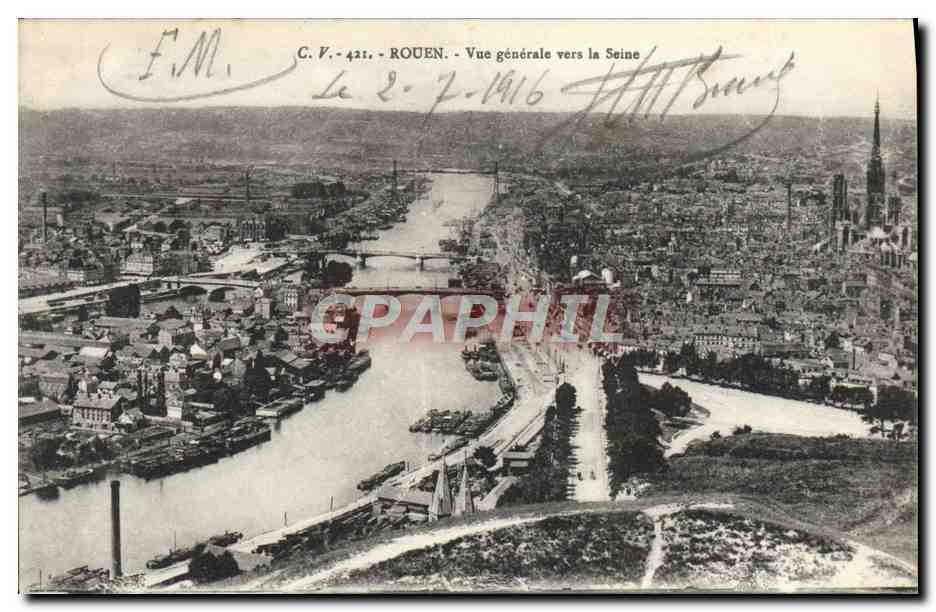 CPA Rouen Vue Generale Vers la Seine