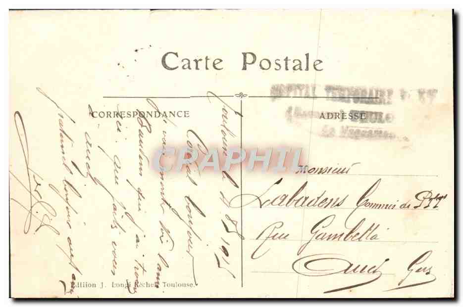 CPA Toulouse Le Capitole — Verso