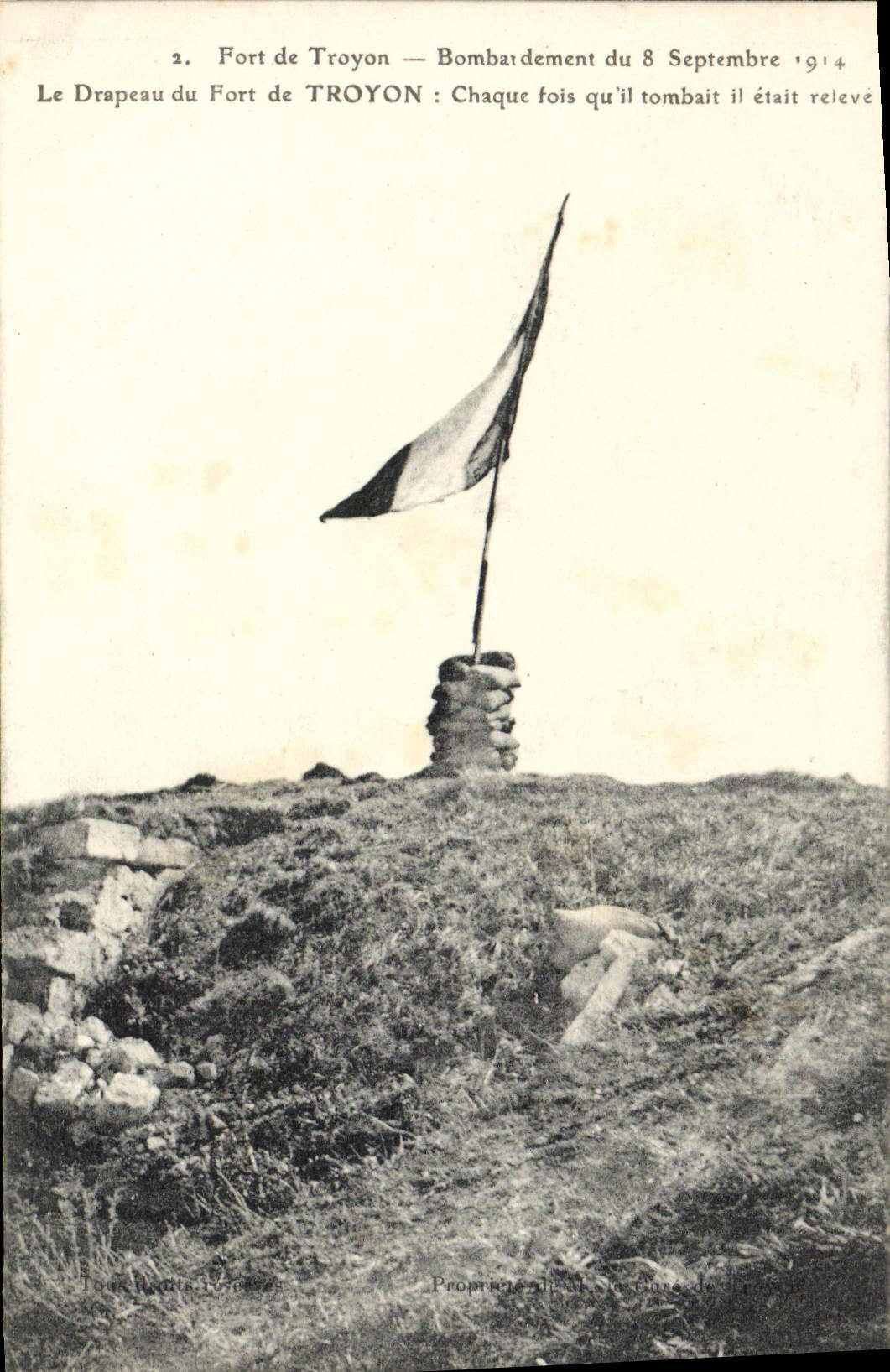 Fort de Troyon — Bombardement vom 8. September 1914 — Fahne nach jedem Sturz gehisst