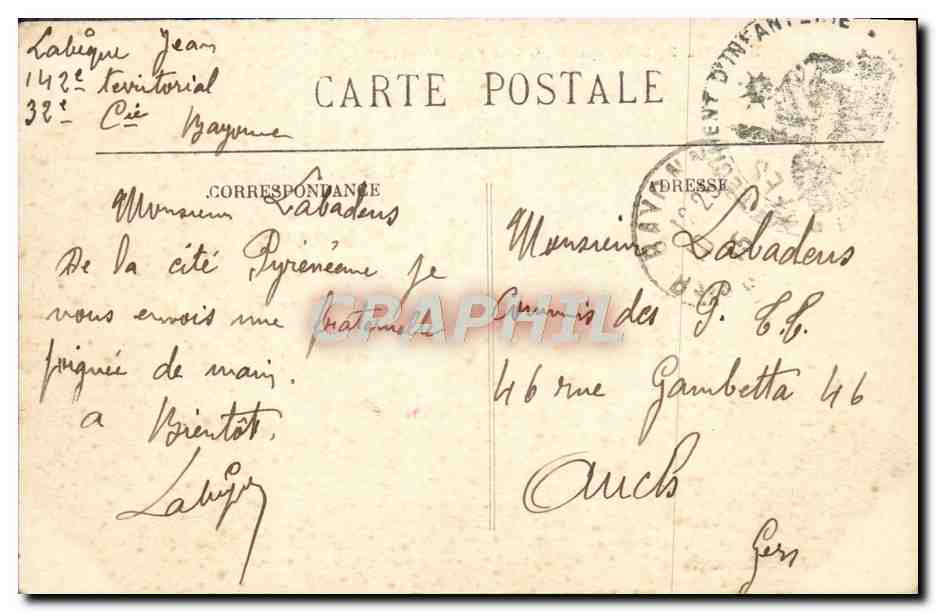 CPA Biarritz Pittoresque Grand Plage — Verso