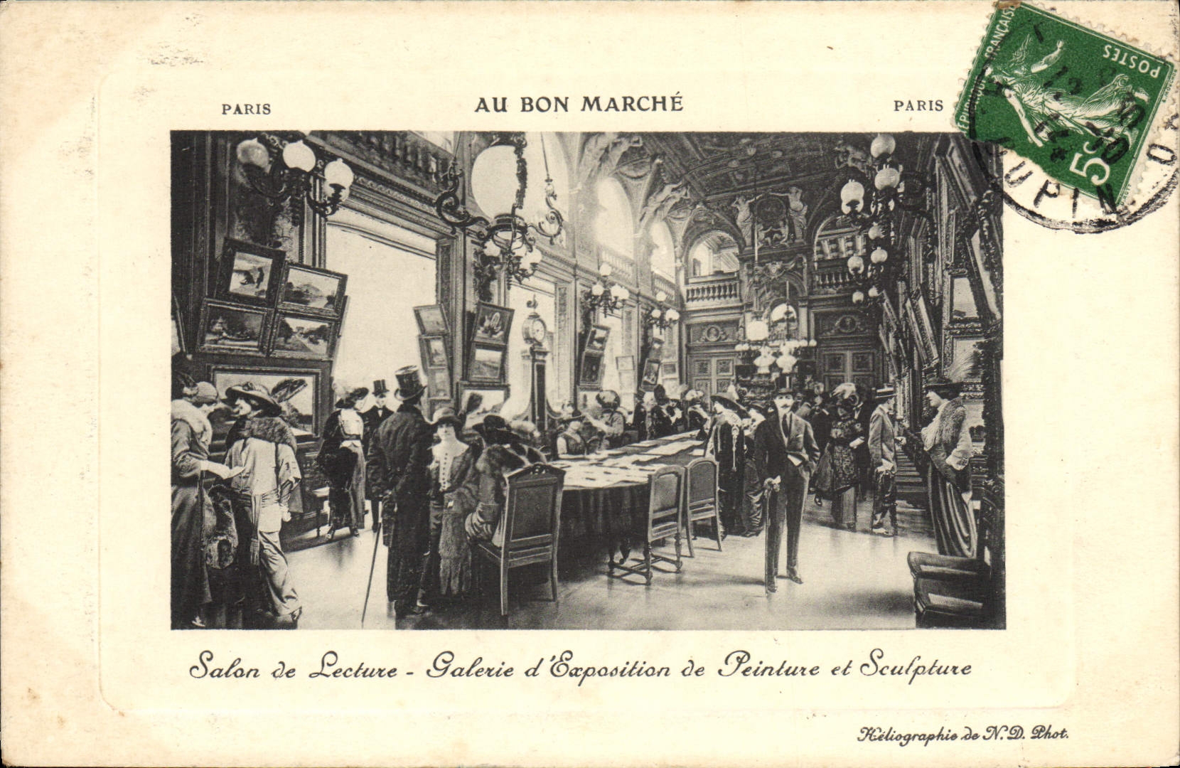 CPA Paris Au Bon Marche Salon de lecture Galerie d'exposition de peinture et de sculpture 
