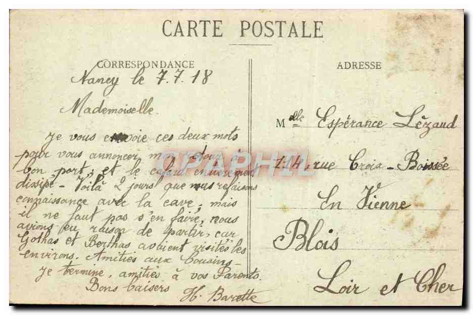 CPA Nancy Le Point Central Rue Saint Jean Tramway — Rückseite